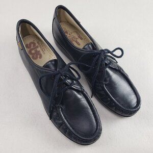 SAS Bounce Lace Up Moc Loafer Women 7.5 S Slim Black Leather Tripad Comfort Shoe